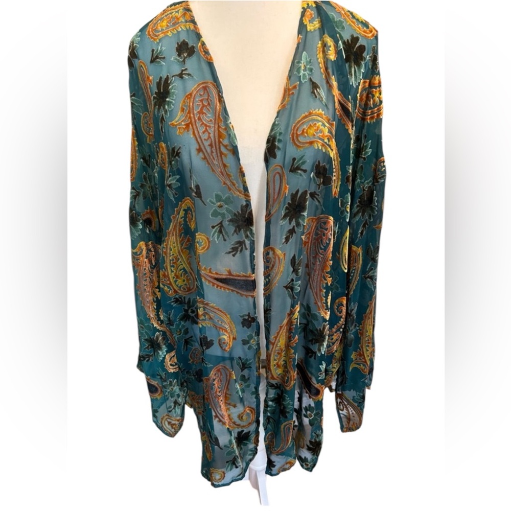 Teal and Gold Paisley Kimono